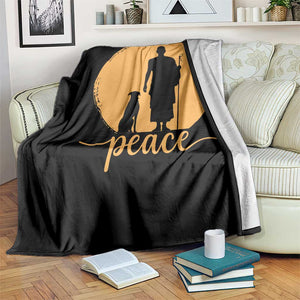 Monk and Dog Silhouette Peace Throw Blanket Spiritual Walk for Peace Sunset TS02 Print Your Wear