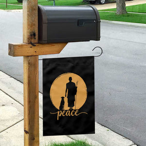 Monk and Dog Silhouette Peace Garden Flag Spiritual Walk for Peace Sunset TS02 Print Your Wear