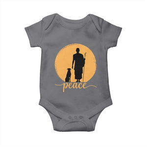 Monk and Dog Silhouette Peace Baby Onesie Spiritual Walk for Peace Sunset TS02 Charcoal Print Your Wear