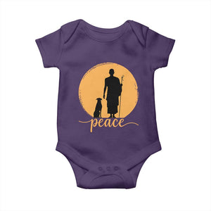 Monk and Dog Silhouette Peace Baby Onesie Spiritual Walk for Peace Sunset TS02 Purple Print Your Wear