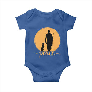 Monk and Dog Silhouette Peace Baby Onesie Spiritual Walk for Peace Sunset TS02 Royal Blue Print Your Wear