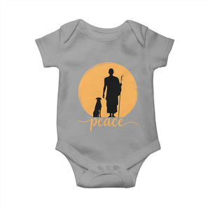 Monk and Dog Silhouette Peace Baby Onesie Spiritual Walk for Peace Sunset TS02 Sport Gray Print Your Wear