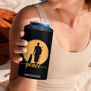 Monk and Dog Silhouette Peace 4 in 1 Can Cooler Tumbler Spiritual Walk for Peace Sunset TS02 Print Your Wear