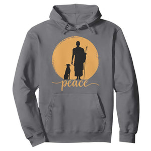 Monk and Dog Silhouette Peace Hoodie Spiritual Walk for Peace Sunset TS02 Charcoal Print Your Wear