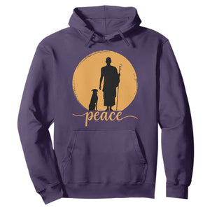 Monk and Dog Silhouette Peace Hoodie Spiritual Walk for Peace Sunset TS02 Purple Print Your Wear