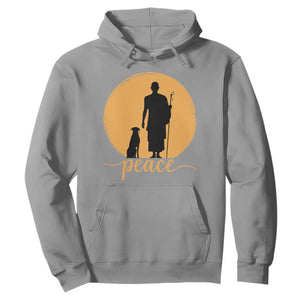 Monk and Dog Silhouette Peace Hoodie Spiritual Walk for Peace Sunset TS02 Sport Gray Print Your Wear