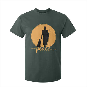 Monk and Dog Silhouette Peace T Shirt For Kid Spiritual Walk for Peace Sunset TS02 Dark Forest Green Print Your Wear