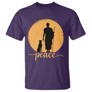 Monk and Dog Silhouette Peace T Shirt Spiritual Walk for Peace Sunset TS02 Purple Print Your Wear