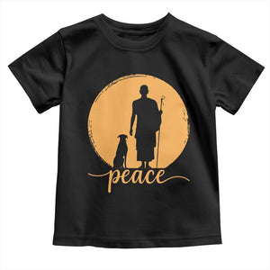 Monk and Dog Silhouette Peace Toddler T Shirt Spiritual Walk for Peace Sunset TS02 Black Print Your Wear