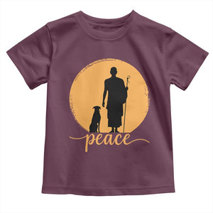 Monk and Dog Silhouette Peace Toddler T Shirt Spiritual Walk for Peace Sunset TS02 Maroon Print Your Wear