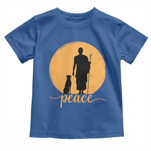 Monk and Dog Silhouette Peace Toddler T Shirt Spiritual Walk for Peace Sunset TS02 Royal Blue Print Your Wear