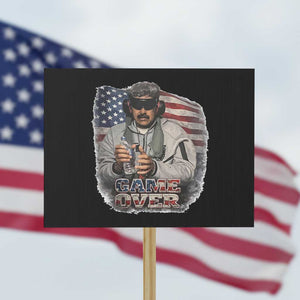 Game Over Maduro Dictator Protest Sign Political Justice American Flag Politics Satire TS02 Horizontal 18" × 24" Black Print Your Wear
