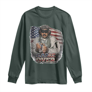 Game Over Maduro Dictator Long Sleeve Shirt Political Justice American Flag Politics Satire TS02 Dark Forest Green Print Your Wear