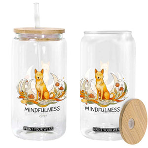 Mindful Aloka the Dog Mindfulness Glass Can Zen Lotus Spiritual Calm TS02 Print Your Wear