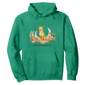 Mindful Aloka the Dog Mindfulness Hoodie Zen Lotus Spiritual Calm TS02 Irish Green Print Your Wear