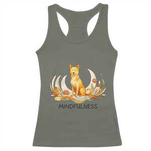 Mindful Aloka the Dog Mindfulness Racerback Tank Top Zen Lotus Spiritual Calm TS02 Military Green Print Your Wear