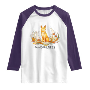 Mindful Aloka the Dog Mindfulness Raglan Shirt Zen Lotus Spiritual Calm TS02 White Purple Print Your Wear
