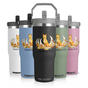 Mindful Aloka the Dog Mindfulness Flip Straw Tumbler Zen Lotus Spiritual Calm TS02 Print Your Wear