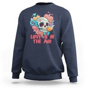 Floral Skull Sweatshirt Funny Love In The Air Floral Skull Anti Valentines Day TS02 Navy Printyourwear