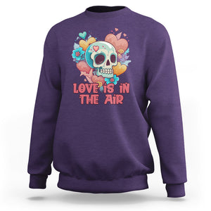 Floral Skull Sweatshirt Funny Love In The Air Floral Skull Anti Valentines Day TS02 Purple Printyourwear