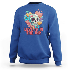 Floral Skull Sweatshirt Funny Love In The Air Floral Skull Anti Valentines Day TS02 Royal Blue Printyourwear