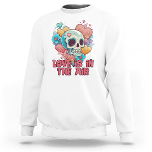 Floral Skull Sweatshirt Funny Love In The Air Floral Skull Anti Valentines Day TS02 White Printyourwear