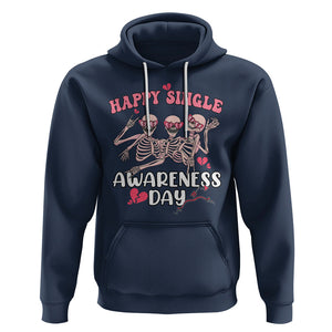 Funny Single Skeletons Hoodie Happy Single Awareness Day Galentine's Gang Anti Valentines TS02 Navy Printyourwear