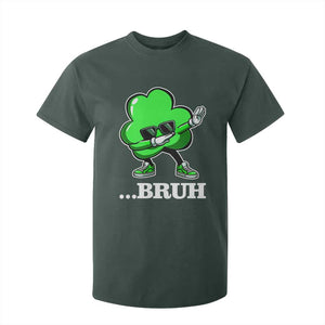 Funny Dabbing Shamrock T Shirt For Kid Bruh St. Patrick's Day TS02 Dark Forest Green Print Your Wear