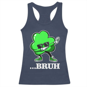 Funny Dabbing Shamrock Racerback Tank Top Bruh St. Patrick's Day TS02 Navy Print Your Wear