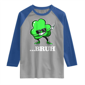 Funny Dabbing Shamrock Raglan Shirt Bruh St. Patrick's Day TS02 Sport Gray Royal Print Your Wear
