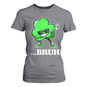 Funny Dabbing Shamrock T Shirt For Women Bruh St. Patrick's Day TS02 Charcoal Print Your Wear