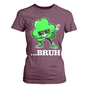 Funny Dabbing Shamrock T Shirt For Women Bruh St. Patrick's Day TS02 Maroon Print Your Wear