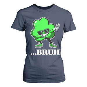 Funny Dabbing Shamrock T Shirt For Women Bruh St. Patrick's Day TS02 Navy Print Your Wear