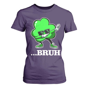 Funny Dabbing Shamrock T Shirt For Women Bruh St. Patrick's Day TS02 Purple Print Your Wear