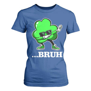 Funny Dabbing Shamrock T Shirt For Women Bruh St. Patrick's Day TS02 Royal Blue Print Your Wear