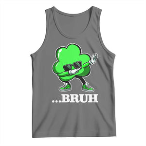 Funny Dabbing Shamrock Tank Top Bruh St. Patrick's Day TS02 Black Heather Print Your Wear