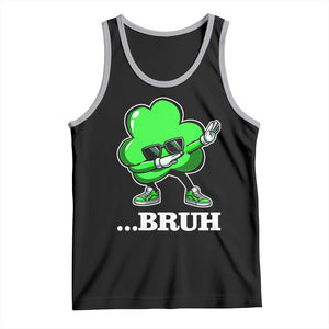 Funny Dabbing Shamrock Tank Top Bruh St. Patrick's Day TS02 Black Athletic Heather Print Your Wear