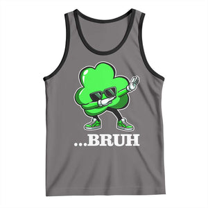 Funny Dabbing Shamrock Tank Top Bruh St. Patrick's Day TS02 Deep Heather Black Print Your Wear