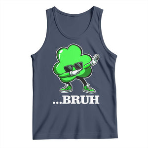 Funny Dabbing Shamrock Tank Top Bruh St. Patrick's Day TS02 Navy Print Your Wear