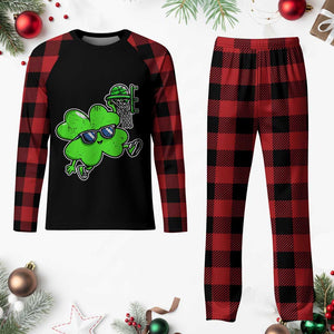 Funny Basketball Shamrock Plaid Pajama Set Dunking Sports Player St. Patrick's Day TS02 Buffalo Plaid Print Your Wear