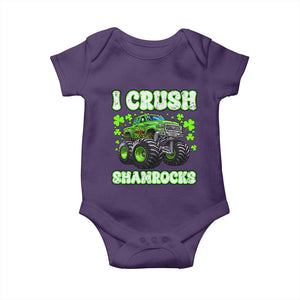 Funny St Patricks Day Monster Truck Baby Onesie I Crush Shamrocks Retro TS02 Purple Print Your Wear