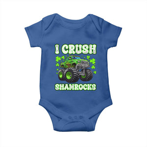 Funny St Patricks Day Monster Truck Baby Onesie I Crush Shamrocks Retro TS02 Royal Blue Print Your Wear