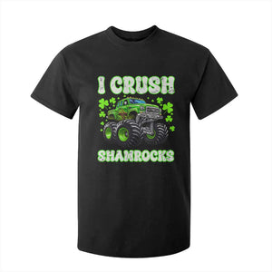 Funny St Patricks Day Monster Truck T Shirt For Kid I Crush Shamrocks Retro TS02 Black Print Your Wear