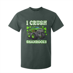Funny St Patricks Day Monster Truck T Shirt For Kid I Crush Shamrocks Retro TS02 Dark Forest Green Print Your Wear