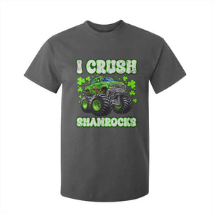 Funny St Patricks Day Monster Truck T Shirt For Kid I Crush Shamrocks Retro TS02 Dark Heather Print Your Wear