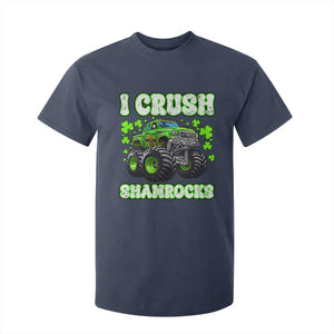 Funny St Patricks Day Monster Truck T Shirt For Kid I Crush Shamrocks Retro TS02 Navy Print Your Wear