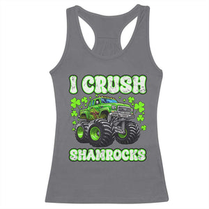 Funny St Patricks Day Monster Truck Racerback Tank Top I Crush Shamrocks Retro TS02 Charcoal Print Your Wear