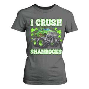 Funny St Patricks Day Monster Truck T Shirt For Women I Crush Shamrocks Retro TS02 Dark Heather Print Your Wear