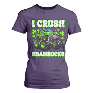 Funny St Patricks Day Monster Truck T Shirt For Women I Crush Shamrocks Retro TS02 Purple Print Your Wear