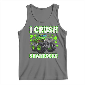 Funny St Patricks Day Monster Truck Tank Top I Crush Shamrocks Retro TS02 Black Heather Print Your Wear